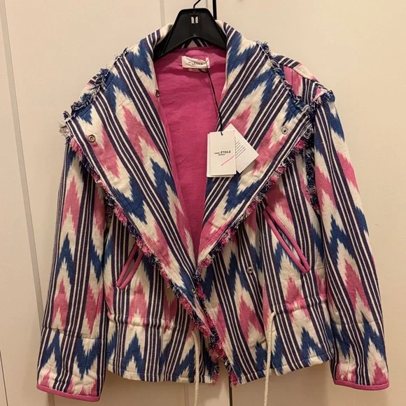 Isabel Marant Étoile Lexine Vibrant Pink and Blue Teddy Jacket - Picture 3 of 5
